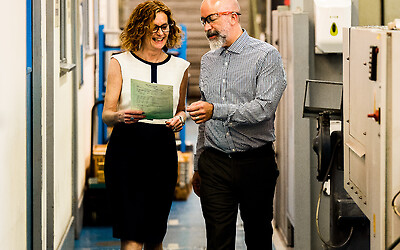 Nicki and Steve Matheron co-ordinate on the shop floor